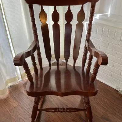 Vintage Wooden Spindle-Back Rocking Chair 