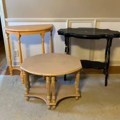 3 Small Painted Wood Tables 