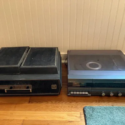 Vintage Sears Roebuck AM/FM Stereo System and Magnavox Portable Phonograph