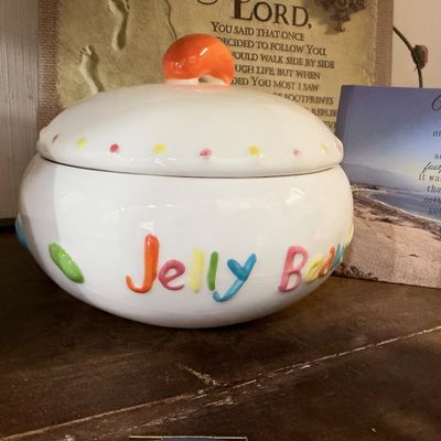 Ceramic Jelly Beans candy jar with lid