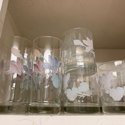 Frosted floral glass tumblers