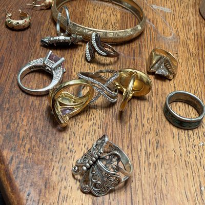 Silver tone statement rings and bands