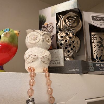 Ceramic owl shelf sitter and Yankee Candle warmers