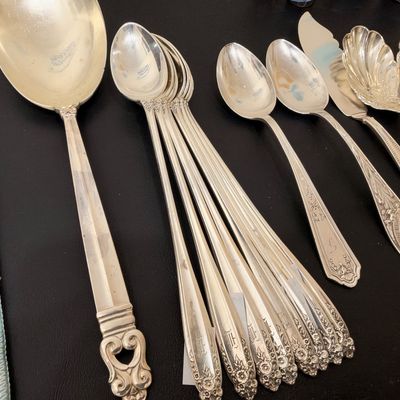 Sterling silver spoons, assorted patterns