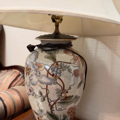 Chinoiserie porcelain table lamp, floral branch