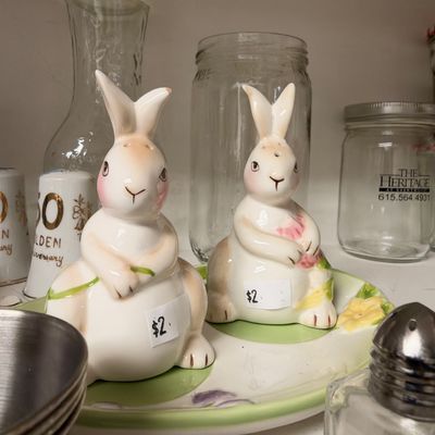 Ceramic bunny figurines, Easter decor