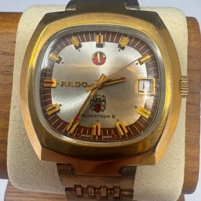 Vintage Rado Musketeer III Automatic Date Gold-Tone Wristwatch