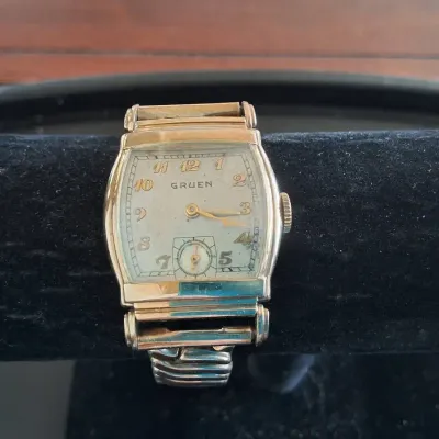 Vintage GRUEN Art Deco Rectangular Wristwatch with Small Seconds