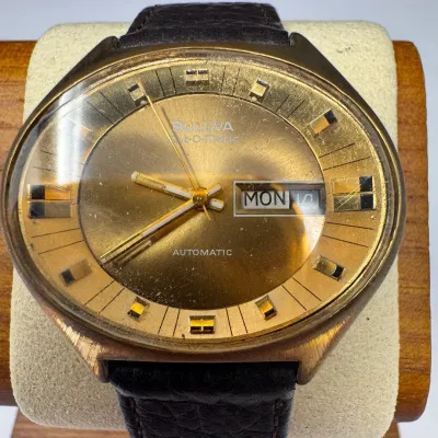 Vintage Bulova Set-O-Matic Automatic Men’s Watch – Day/Date Gold Tone