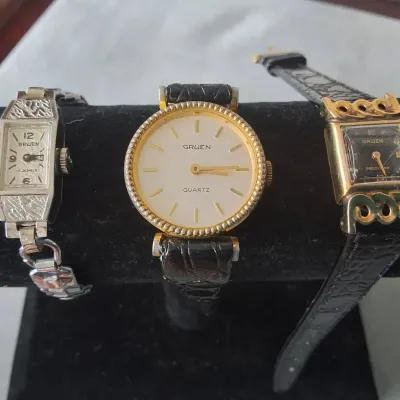 Trio of Vintage Gruen Wristwatches – Precision, 17 Jewel & Quartz