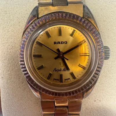 Vintage Rado Purple Horse Swiss Made Gold-Tone Women’s Wristwatch
