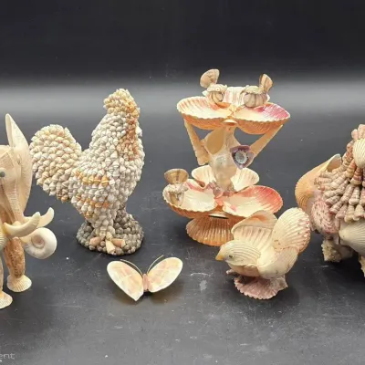 6-Piece Handcrafted Natural Seashell Animal & Bird Sculpture Collection