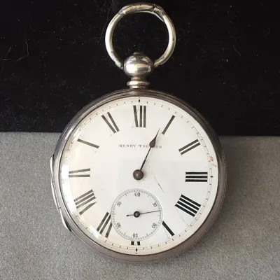Antique HENRY TOUCHON Fine Silver Swiss Pocket Watch – Signed Movement