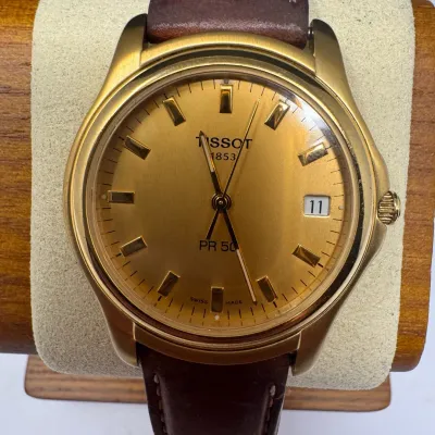 Tissot PR 50 Gold-Tone Swiss Men’s Wristwatch with Date