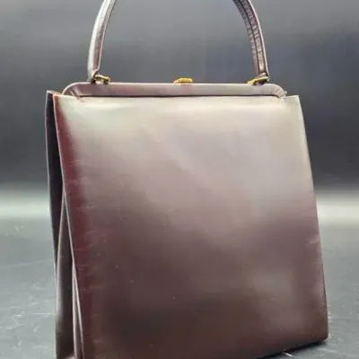Vintage Theodor California Burgundy Leather Structured Handbag – Mid-Century