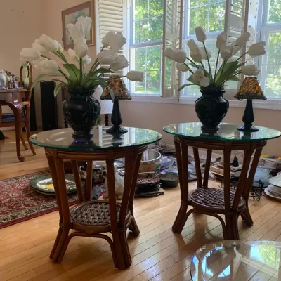Rattan Side Tables With Accents
