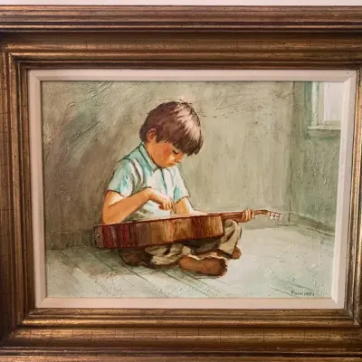 Palmieri Painting Of Boy And Guitar