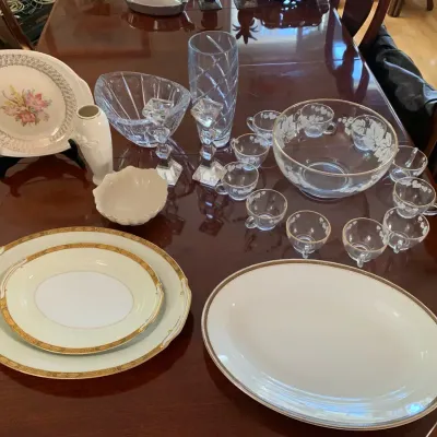 Glass Accent Pieces, Punch bowl And Lenox