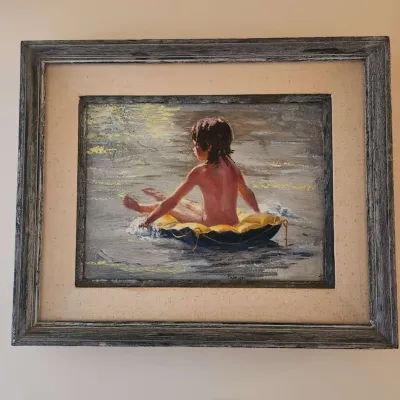 Boy On Raft Painting By Palmieri