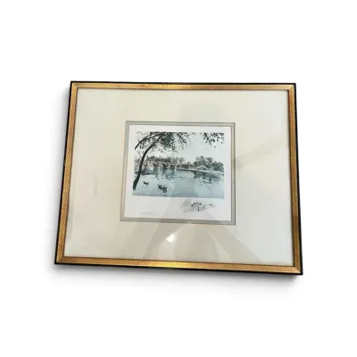 Signed Framed Paris River Bridge Art Print