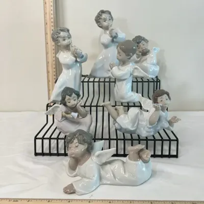 Porcelain Angel and Cherub Figurines, Set of 7