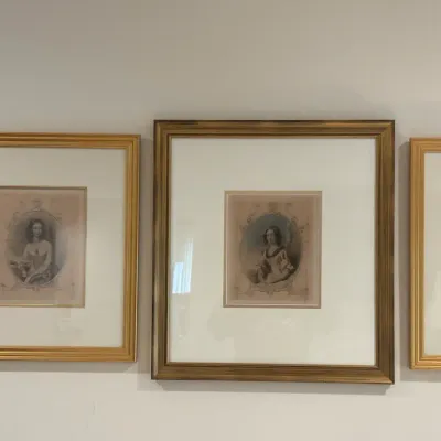 Set of 3 Framed Victorian-Style Lady Portrait Prints