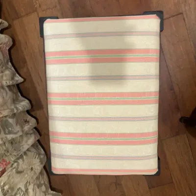 Vintage Upholstered Footstool and Folding Luggage Rack 