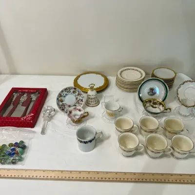Assorted Vintage Porcelain Teacups and Plates