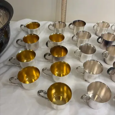Silverplate Punch Bowl and Cup Set