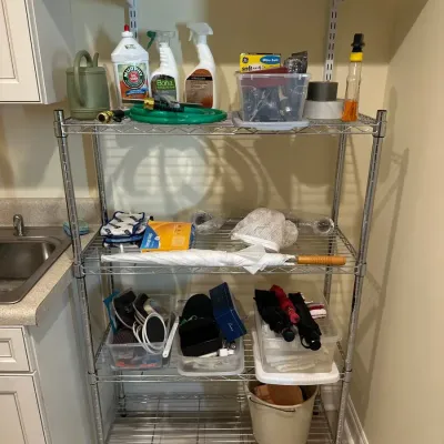 Chrome 4-Shelf Wire Rack with Cleaning Garden Household Lot