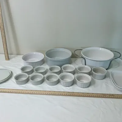 White Ceramic Bakeware and Ramekin Collection
