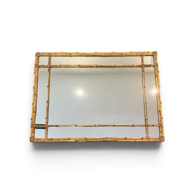 Gold Faux Bamboo Rectangular Wall Mirror