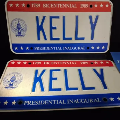 1989 Presidential Inaugural Bicentennial “KELLY” License Plate Pair