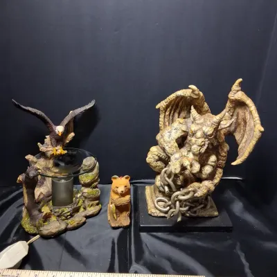 Eagle, Bear & Gargoyle Figurine Decor Lot