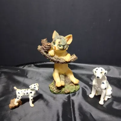 Vintage Cat & Dalmatian Dog Figurine Lot