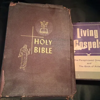 Vintage Holy Bible & Living Gospels Religious Books