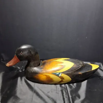 Vintage Hand-Painted Wooden Mallard Duck Decoy