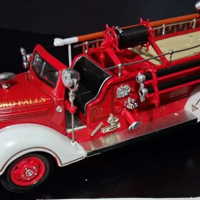 Vintage Diecast Fire Truck & Antique Automobile Clock Model Lot