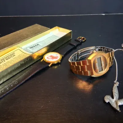 Vintage LCO Digital Watch, Wristwatch & Eagle Necklace Lot