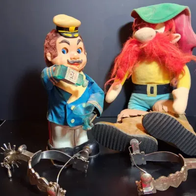 Vintage Western Spurs & Character Doll Lot