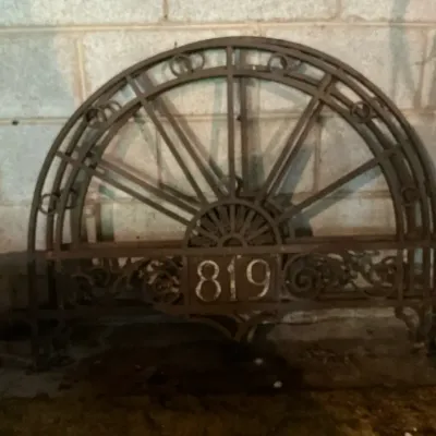Antique Cast Iron Architectural Transom Address Marker  