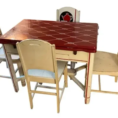 Vintage Enamel Top Table 