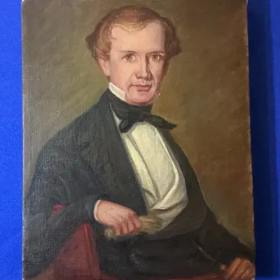 Antique Oil Painting Portrait of a Man 10.25"h x 8.25"w