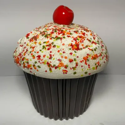 E.S Molds Vintage Cupcake Cookie Jar (7.25 x 7.25 x 8.5)