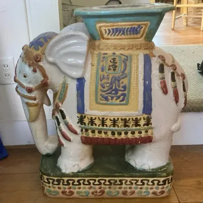 Painted Ceramic Elephant Stand