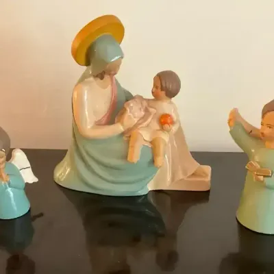 Mid Century Belgium H. Froustey Religious Chalkware Figurines 