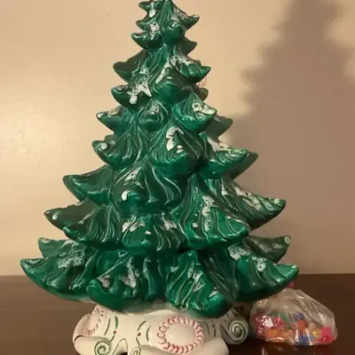 18” Tall Ceramic Holiday Tree With Bulbs