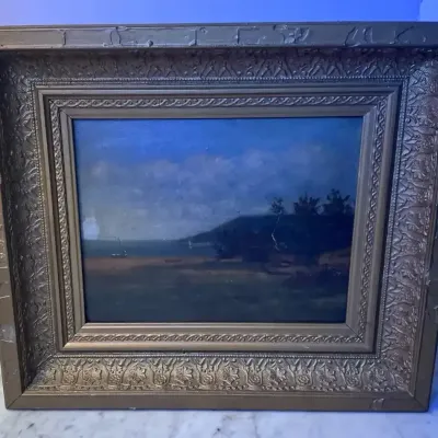 Oil Painting On Board In Wood Frame 14x12