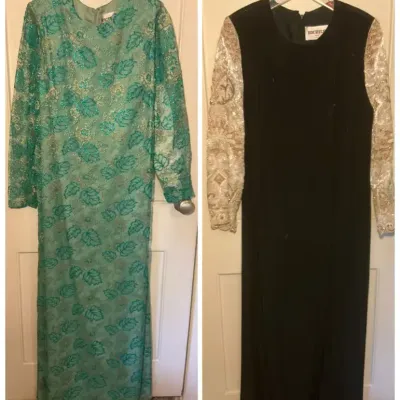 Vintage Richilene Blue & Silver And Black & White Dresses