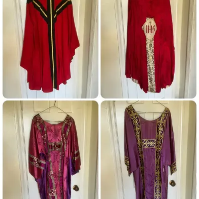 Vintage Chasubles & Stole Silk & Wool Flawed 